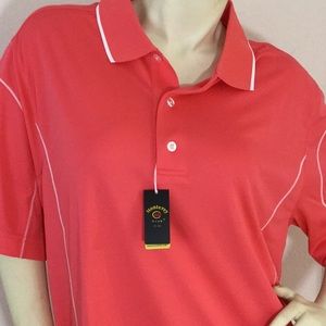 Monterey polo shirt! Neon Pom/White in color!